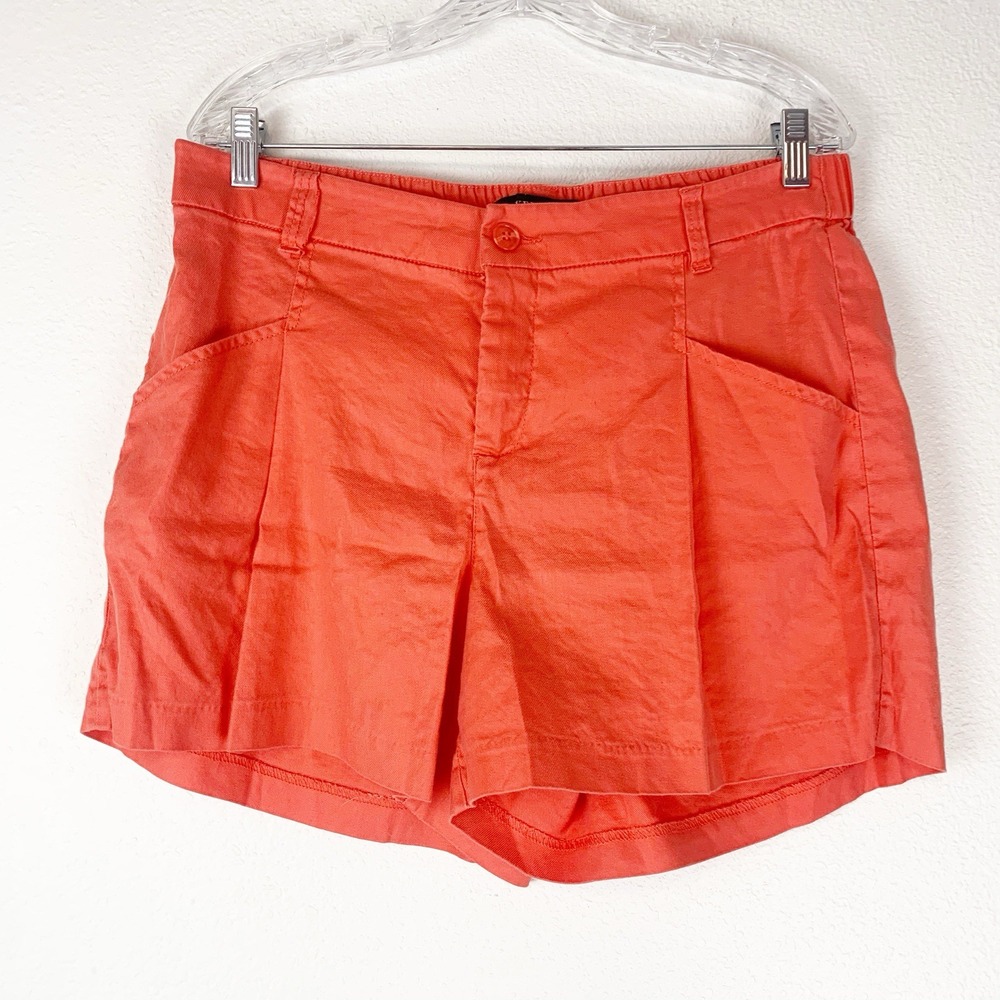 Liverpool Shorts Womens 12/31 Linen Hot Coral High Rise Stretch Beach Coastal